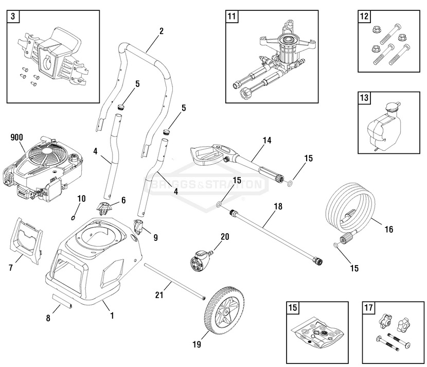 Briggs & Stratton pressure washer model 020662 replacement parts, pump breakdown, repair kits, owners manual and upgrade pump.